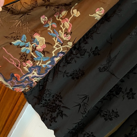 Elegant Black and Brown Embroidered Loose Fitting Boho Style Pants - Picture 3 of 11